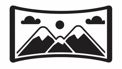 Stunning mountain range landscape icon, perfect for travel blog, adventure brand, or outdoor gear company, with a modern and clean design aesthetic