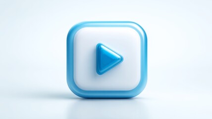 3d realistic playing videos button icon isolated on white background