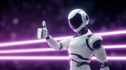 Robot gives a thumbs up gesture