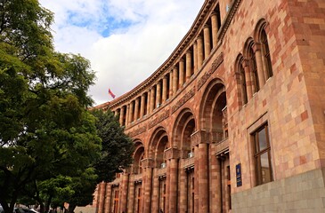 Obraz premium Yerevan, Armenia, Administrative buildings finished with pink tuff in Republic Square