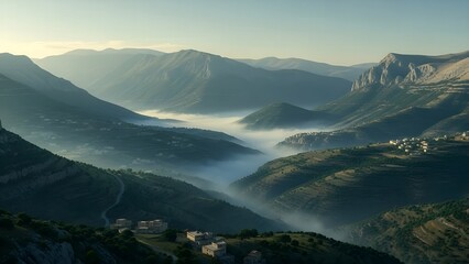 Panoramic Akkar Mountains and Misty Valleys