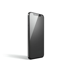 Flat rays emanate from a side view of a black smartphone mockup with a blank screen, isolated on a white background using a clipping path.