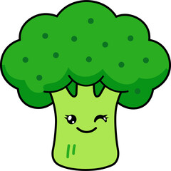 Cute Cartoon Broccoli Character Illustration