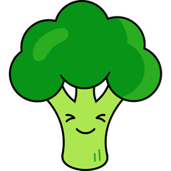 Cute Cartoon Broccoli Character Illustration