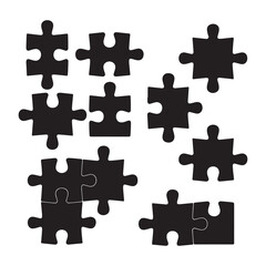 Fototapeta premium Set of Jigsaw Puzzle Pieces Silhouette Vector