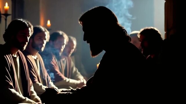 Sharing a final meal with his disciples before crucifixion. Generative AI