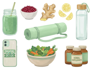 Digital Detox and Wellness Lifestyle Illustration