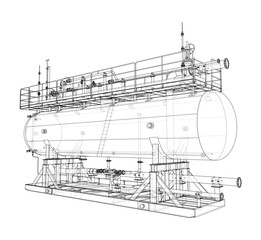 Obraz premium Industrial Tank Blueprint. Vector