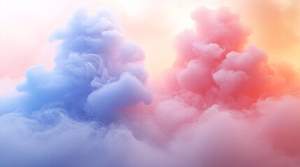 Fototapeta premium Two clouds of vibrant pastel smoke
