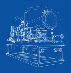 Industrial Machinery Blueprint. Vector