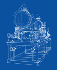 Industrial Machinery Blueprint. Vector