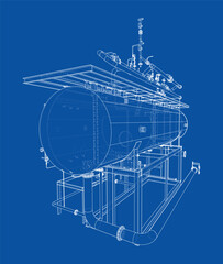 Industrial Equipment Blueprint. Vector