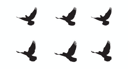 Obraz premium Silhouette of Birds in Flight A Black and White Vector Illustration for Design and Graphic Projects