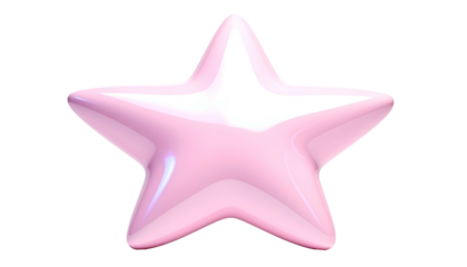 3D rendered, glossy, pink five-pointed star against a black background, glowing