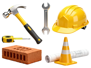 Construction Tools and Materials Still Life