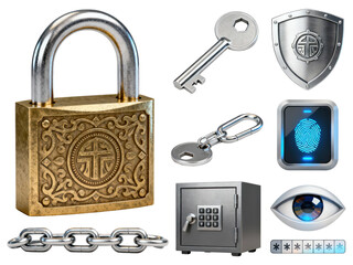 Security and Protection Icons Illustration