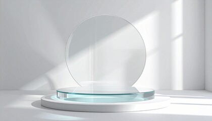 Glass showcase under sunlit window