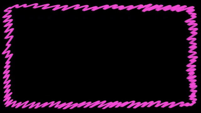 Creative Hand Drawn Brush Zigzag Doodle Frame Border Overlay for Video Editing in 4K Alpha Channel