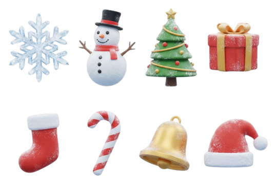 3D Christmas Icon Set: Holiday Decorations, Snow, and Cheer