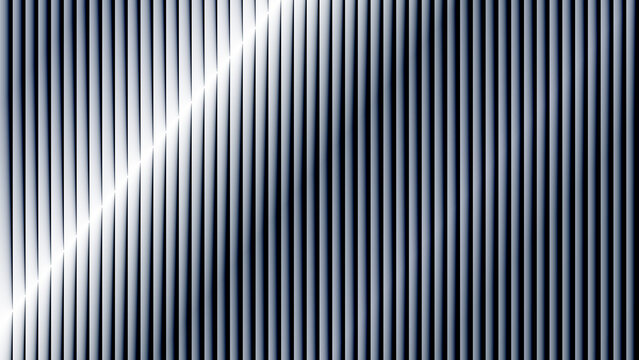 Abstract monochrome background with a pattern of vertical metallic lines and a bright diagonal light reflection. - Powered by Adobe