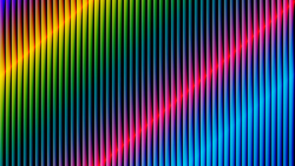 Abstract background of vertical lines with a vibrant rainbow color gradient and a diagonal red light streak.