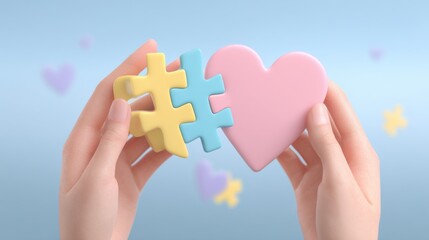 Hands connecting puzzle heart