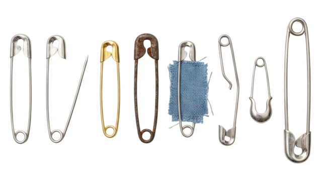 Safety Pins Assortment: Vintage and Modern Metal Fasteners