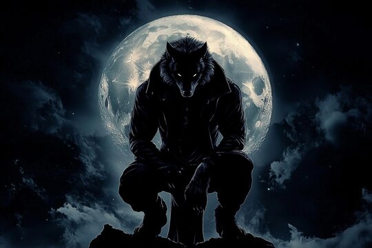 A mysterious werewolf sporting a jacket and hood.
