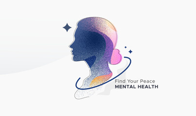 A modern abstract illustration of a woman&rsquo;s silhouette representing mental balance, emotional wellbeing, and inner harmony. Perfect for wellness campaigns, psychology content, and Women&rsquo;s Day themes.