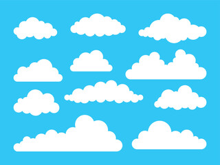 Flat Cartoon Cloud Vector Set for Sky, Weather, and Background Designs