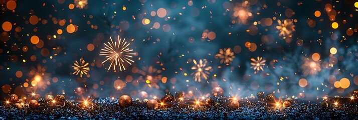 Panoramic Fireworks Display Lighting Up The Night Sky Over A Crowd
