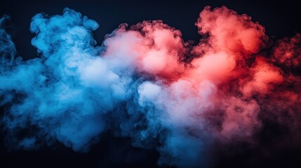 Vibrant blue and red smoke clouds