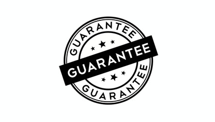 Simple black and white vector of a guarantee rubber stamp seal. An isolated circular icon badge for product quality and certified approval
