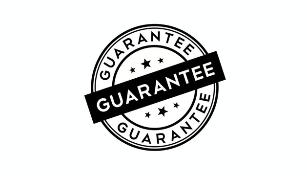 Simple black and white vector of a guarantee rubber stamp seal. An isolated circular icon badge for product quality and certified approval