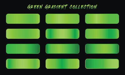 Vector Green Gradients Swatches Set