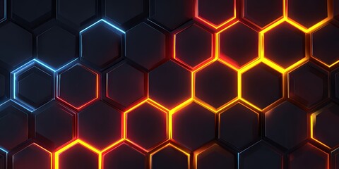 Abstract Honeycomb Pattern Illuminated In Orange And Blue Hues