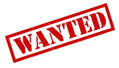 Isolated red rubber stamp with the word wanted in a grungy style. Vector graphic element for design and creative concepts