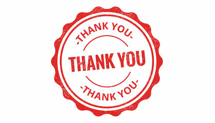 Red grunge Thank You rubber stamp seal icon with a distressed texture, isolated on a white background. Vector illustration for gratitude and appreciation