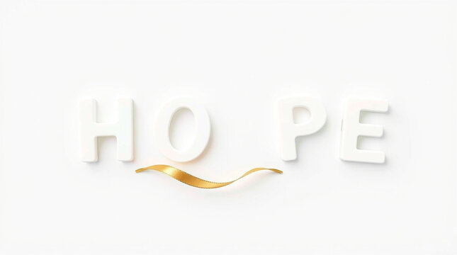 Uplifting message of hope displayed in white letters with cheerful gold ribbon, perfect for inspirational cards and thoughtful designs for a brighter future