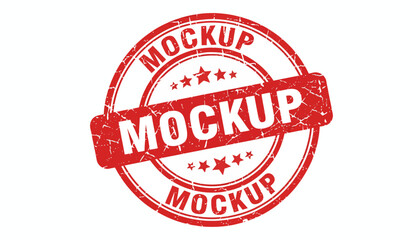 Red grunge mockup rubber stamp seal icon. Distressed retro circular badge or emblem for design templates and presentations