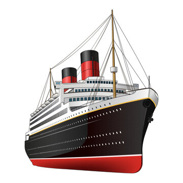 Nostalgic voyage clipart Majestic ocean liner vintage cruise ship transatlantic travel steamship history maritime vector