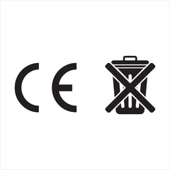 Ce marking compliance certification safety european union product standard regulation conformity assessment silhouette. CE set icons. Linear and Silhouette Styles. Vector icons.