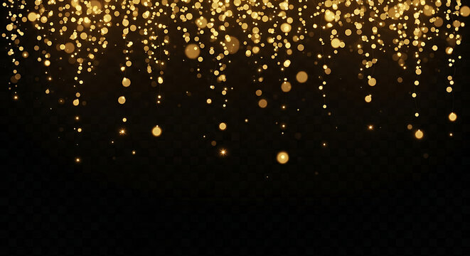 Abstract glowing golden glitter particles background