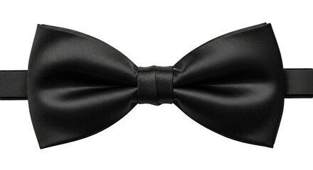 Elegant black textured bow tie isolated on black background