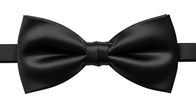 Elegant black textured bow tie isolated on black background