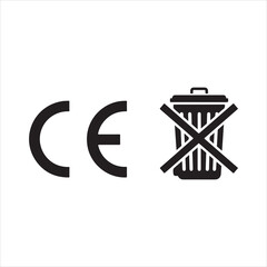 Ce marking compliance certification safety european union product standard regulation conformity assessment silhouette. CE set icons. Linear and Silhouette Styles. Vector icons.