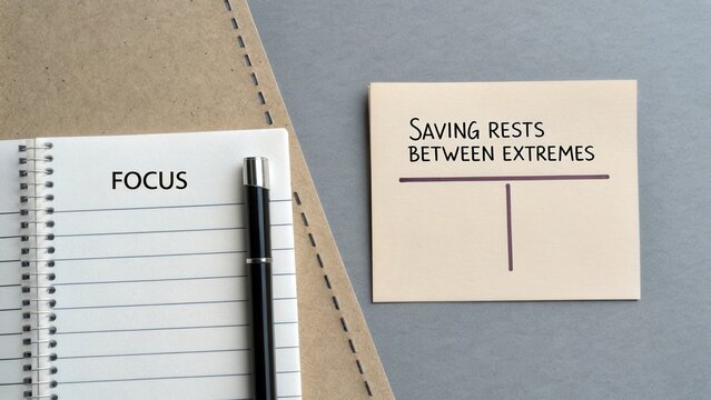A Notepad and Pen Beside a Card Illustrating Saving Concepts and Focus on Financial Strategy