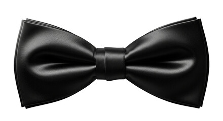 Classic black satin bow tie isolated on black background