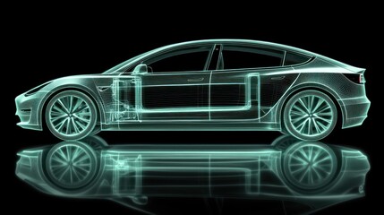 Naklejka premium X-ray view of an electric car