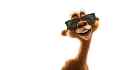 Naklejka premium Happy cartoon llama in sunglasses peeking from bottom
